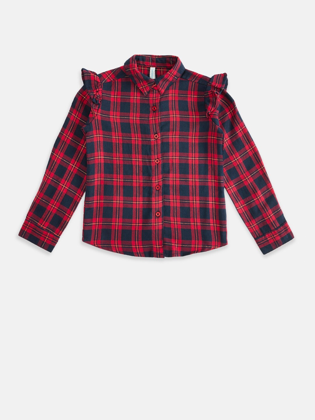 

Pantaloons Junior Maroon Checked Shirt Style Top