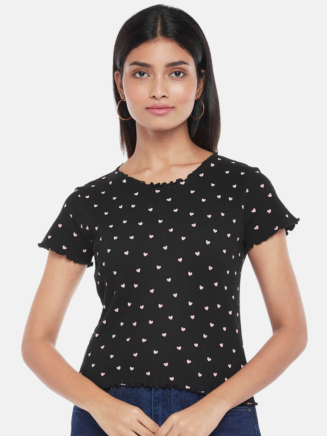 

People Women Black Geometric Print Top