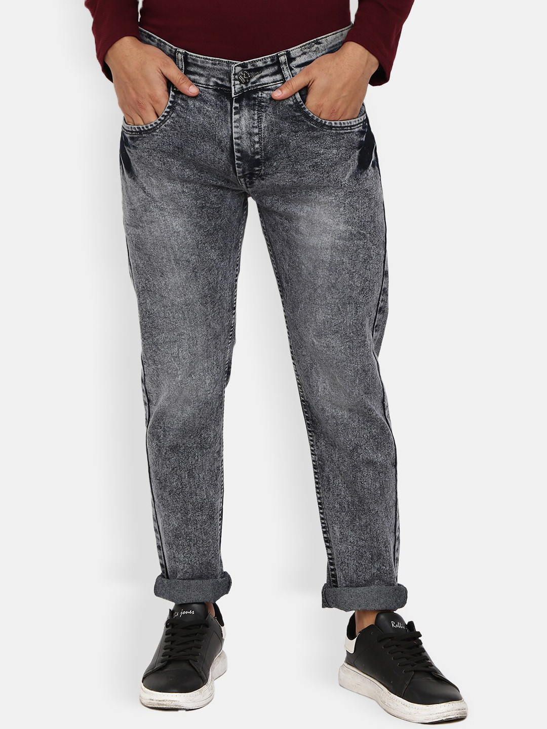 

V-Mart Men Grey Slim Fit Heavy Fade Jeans