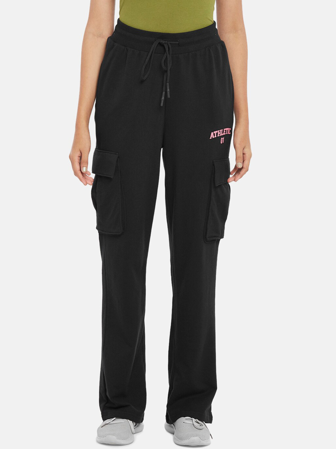

Ajile by Pantaloons Women Black Solid Cotton Track Pants