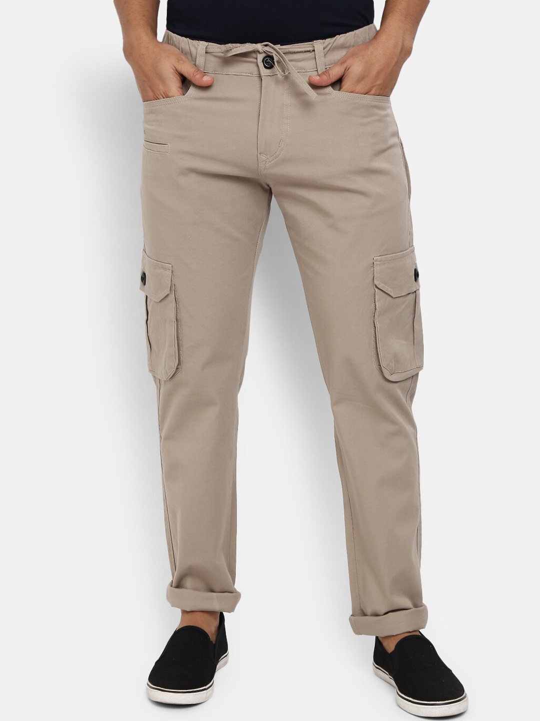 

V-Mart Men Beige Classic Regular Fit Solid Cargos Trousers