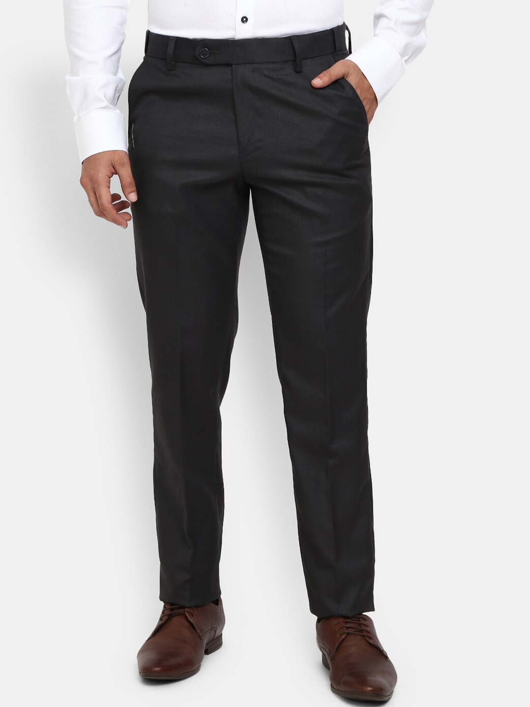 

J White by Vmart Men Grey Classic Slim Fit Formal Trousers