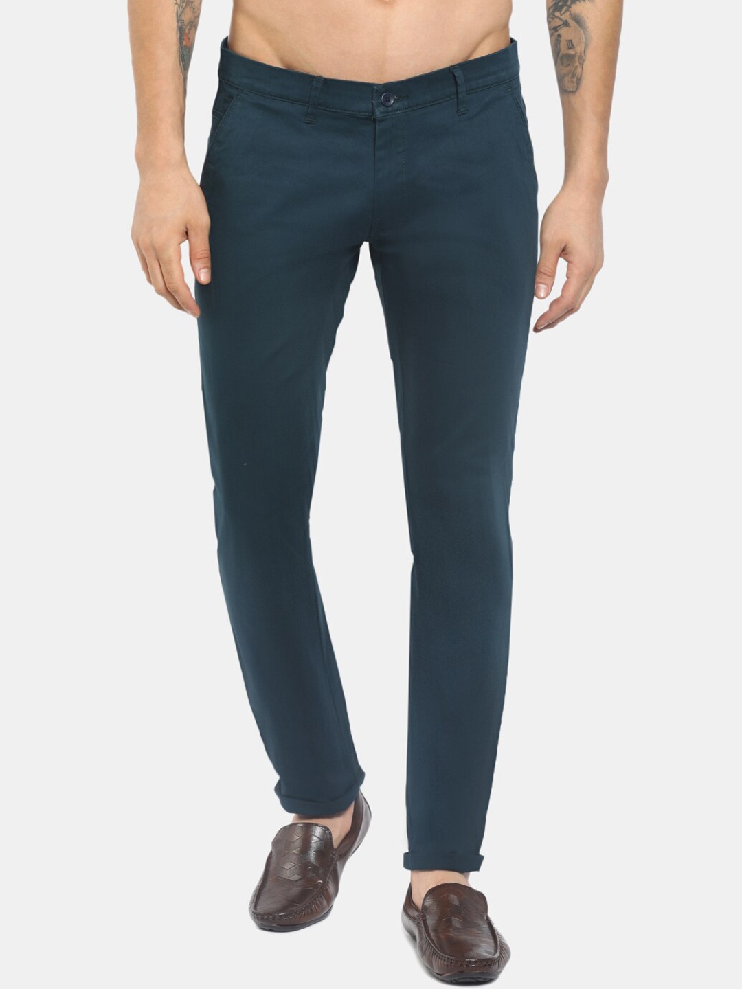 

V-Mart Men Blue Classic Slim Fit Chinos Trousers