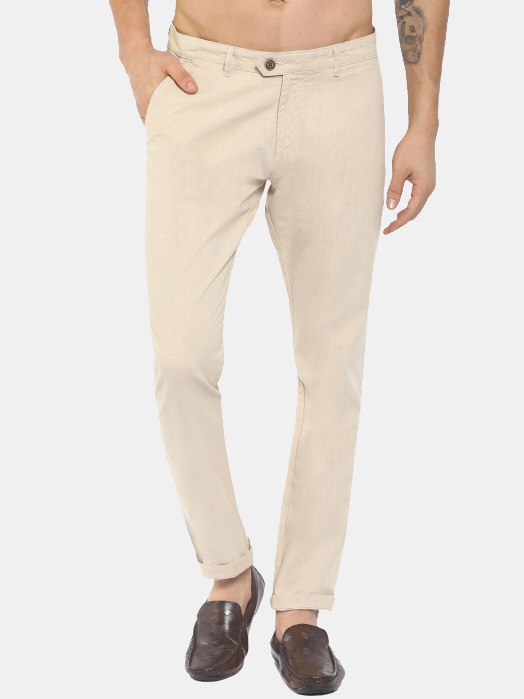 

V-Mart Men Beige Classic Slim Fit Chinos Trousers