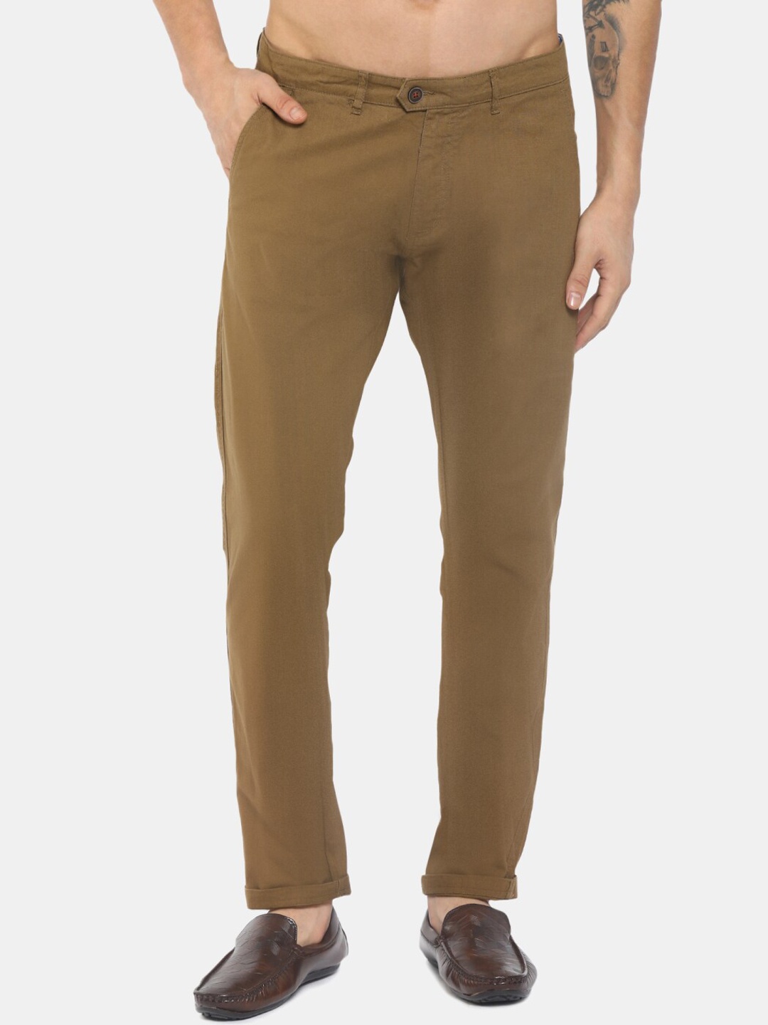 

V-Mart Men Brown Classic Slim Fit Chinos Trousers