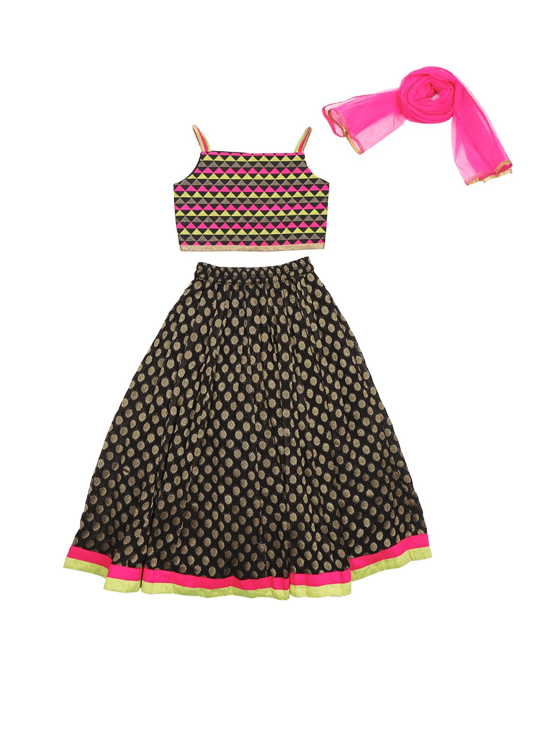 

Twisha Girls Black Woven Design Lehenga Choli with Dupatta