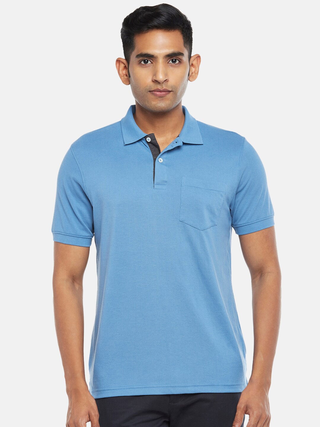 

BYFORD by Pantaloons Men Blue Polo Collar T-shirt