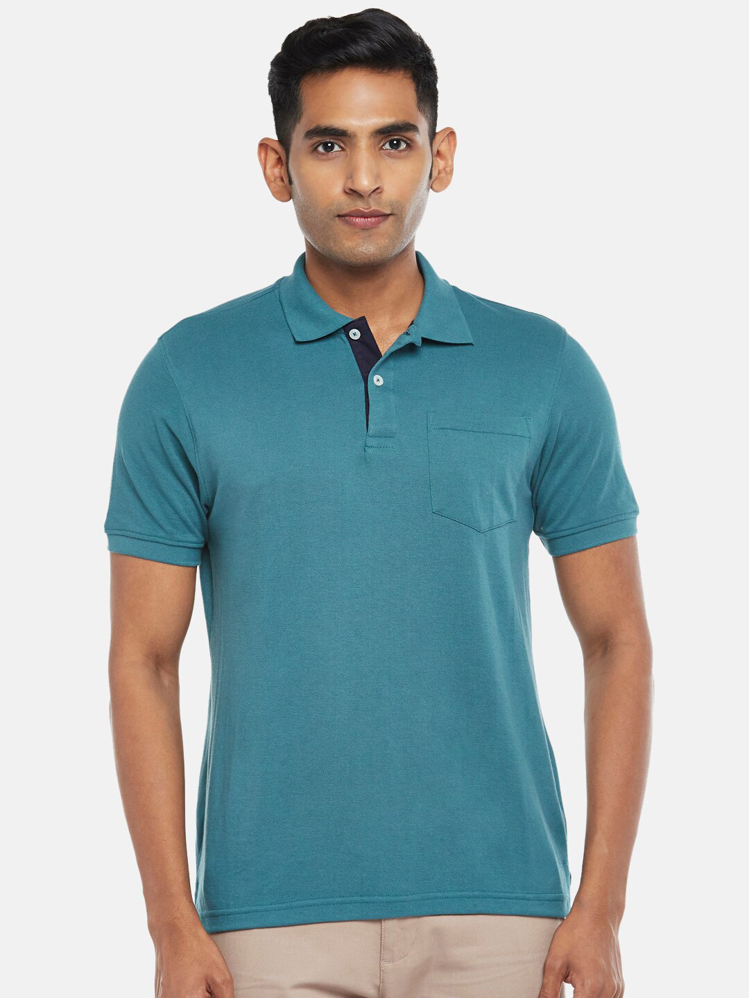 

BYFORD by Pantaloons Men Regular Fit Green Polo Collar T-shirt