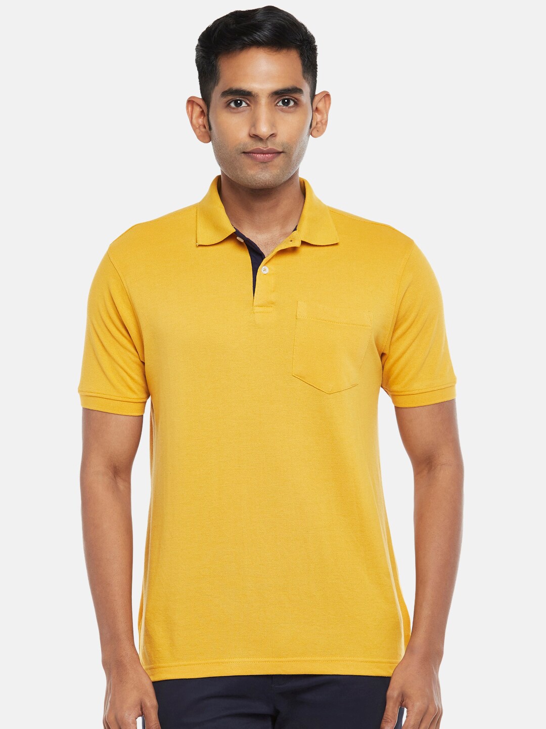 

BYFORD by Pantaloons Men Yellow Polo Collar T-shirt
