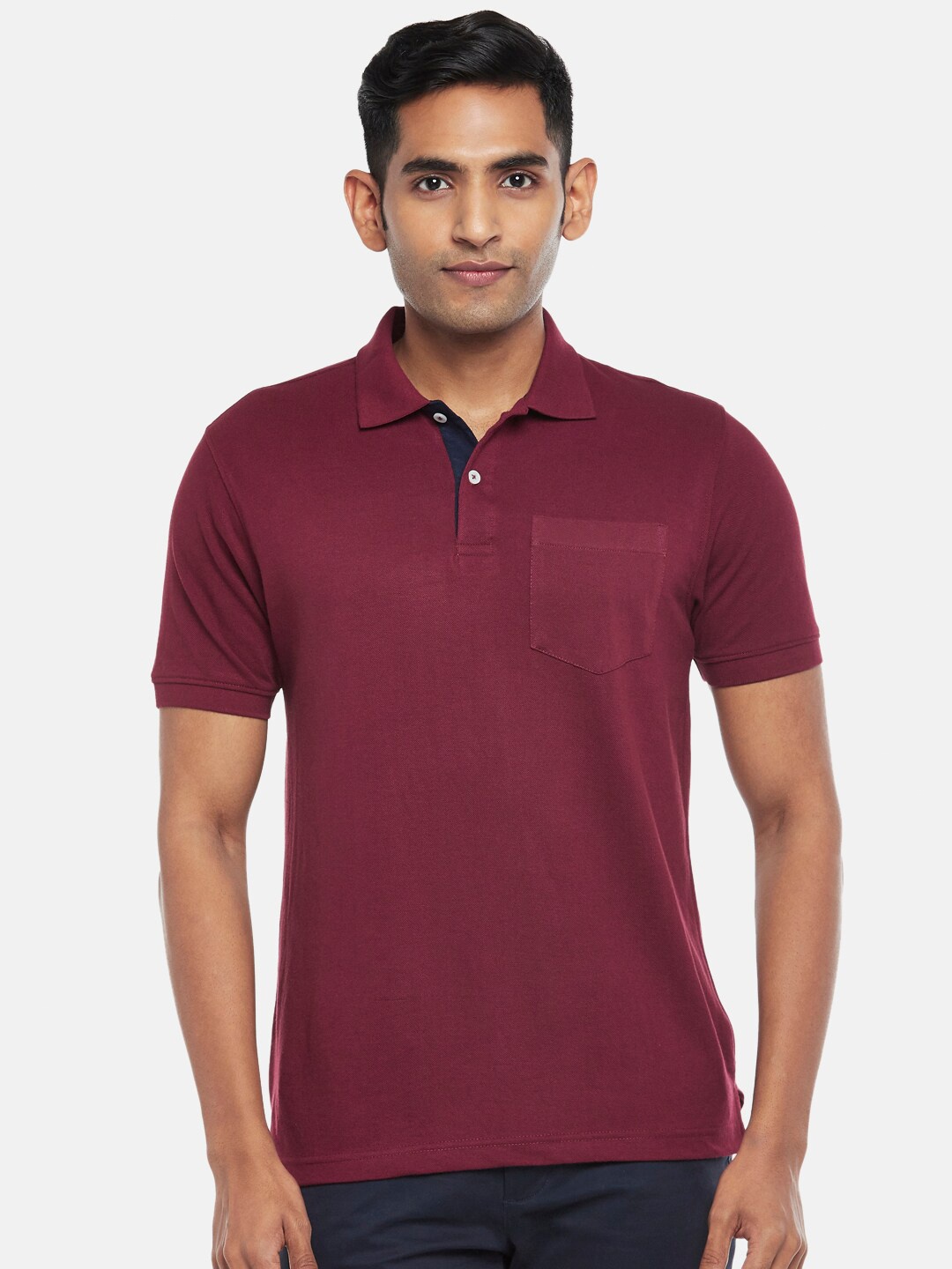 

BYFORD by Pantaloons Men Maroon Polo Collar T-shirt