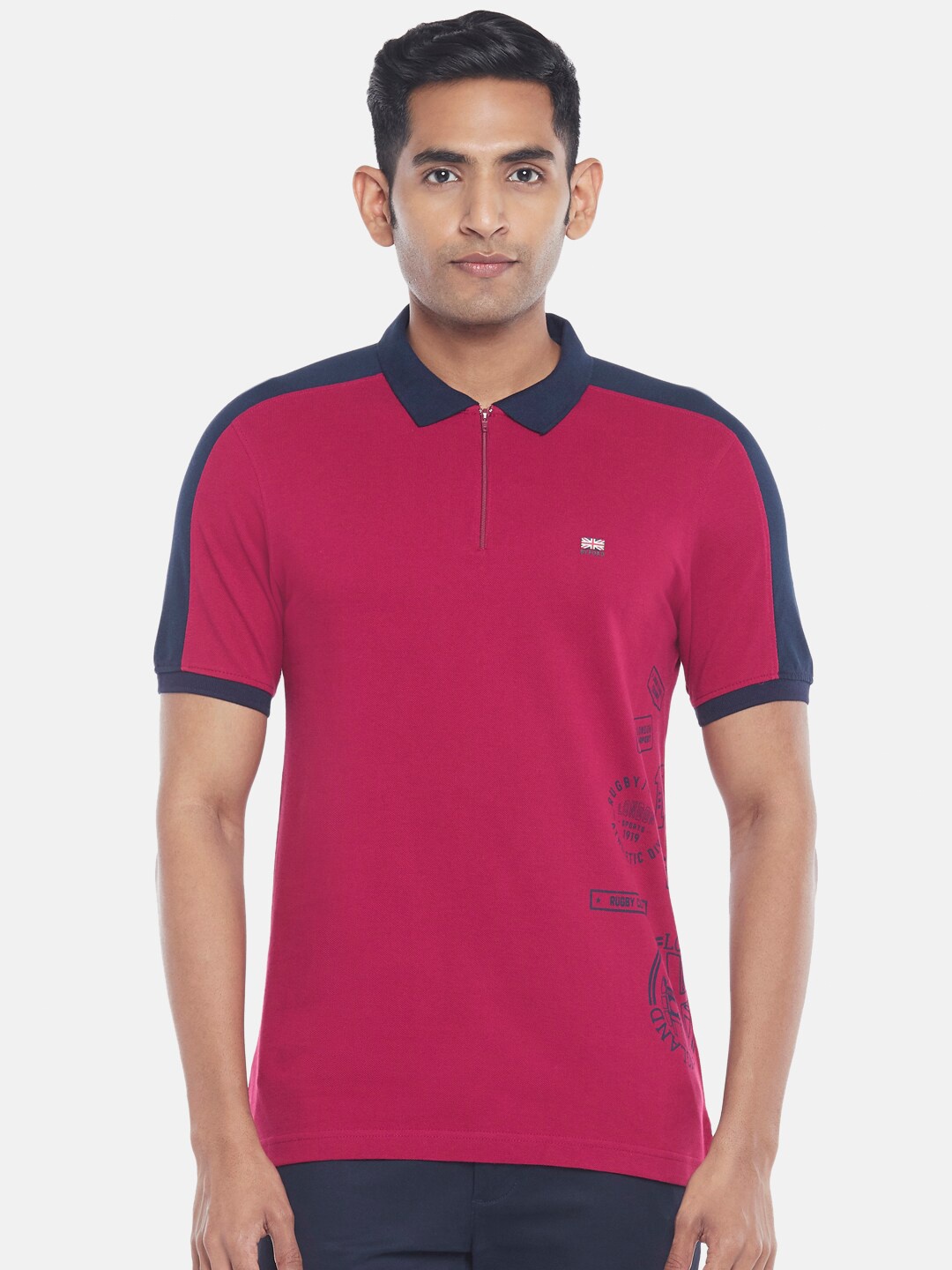 

BYFORD by Pantaloons Men Pink Polo Collar T-shirt