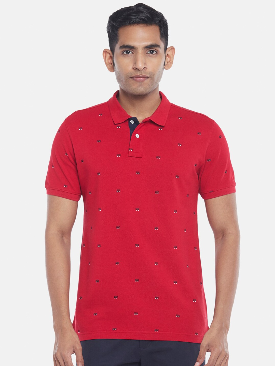 

BYFORD by Pantaloons Men Red Printed Polo Collar T-shirt