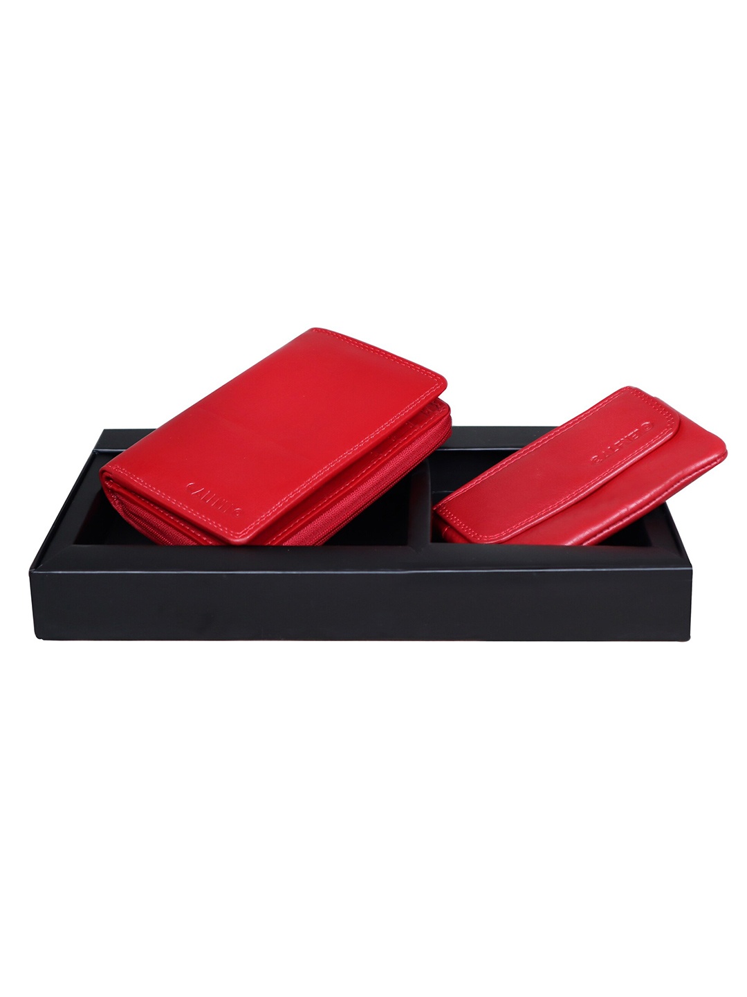 

CALFNERO Women Red & Pink Leather Two Fold Wallet
