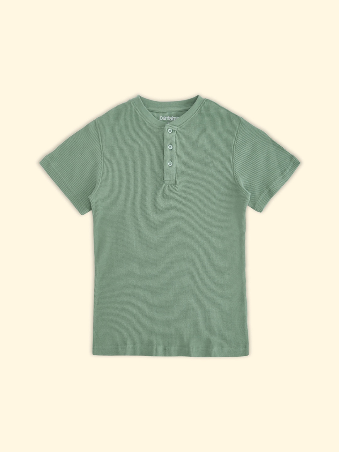 

Pantaloons Junior Boys Olive Green Henley Neck T-shirt