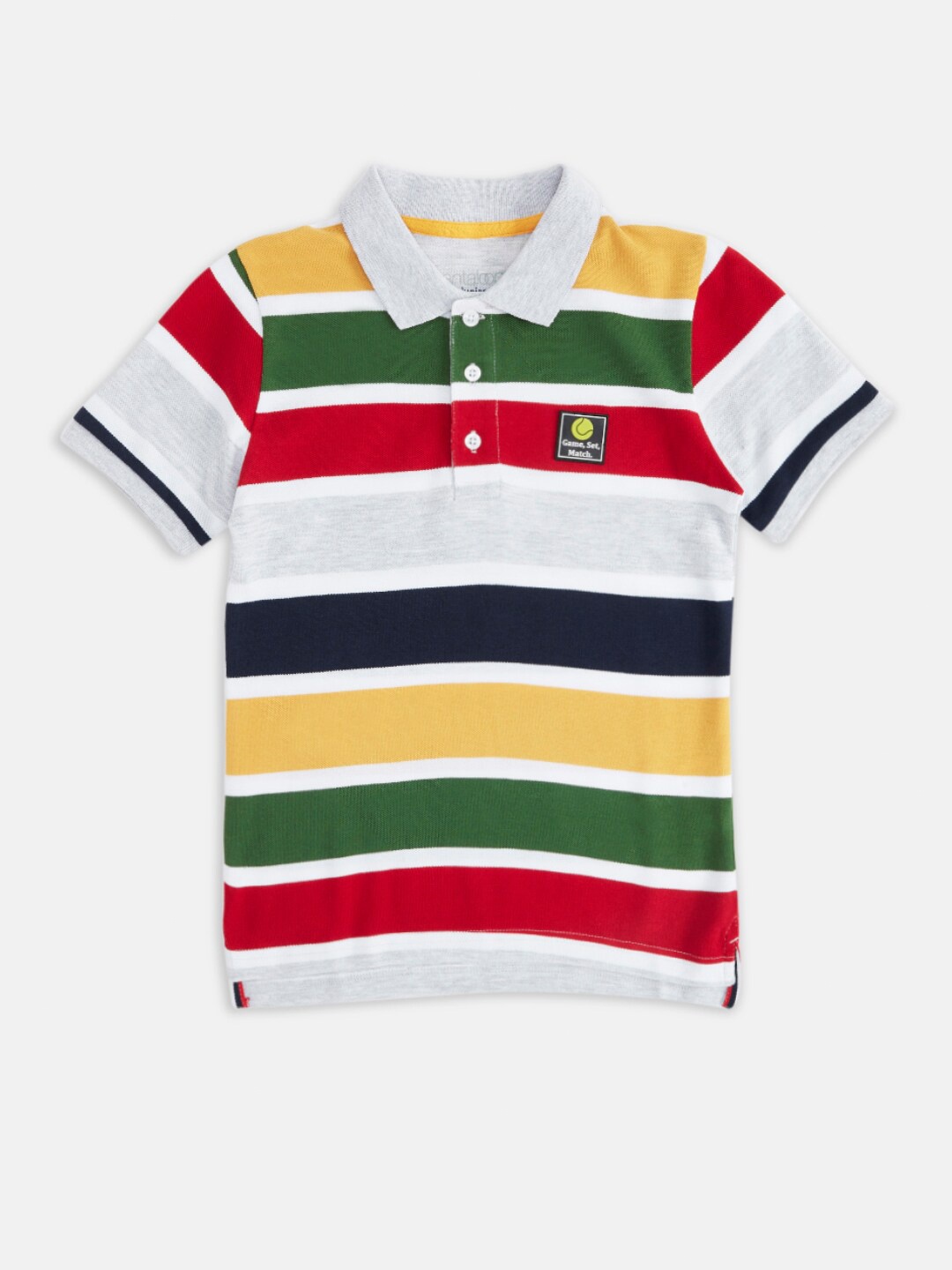

Pantaloons Junior Boys Multicoloured Striped Polo Collar T-shirt, Multi