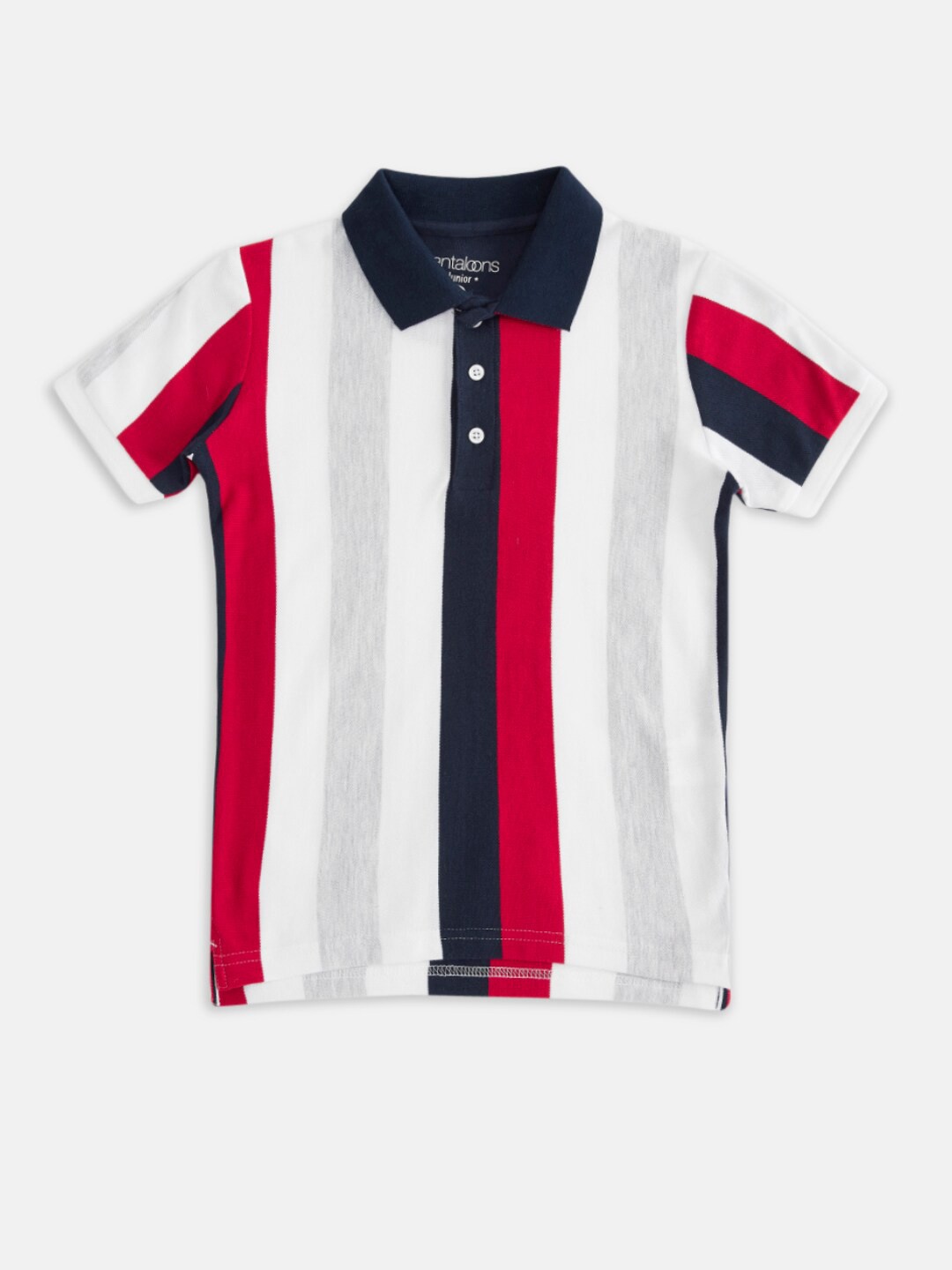 

Pantaloons Junior Boys Red Striped Polo Collar T-shirt