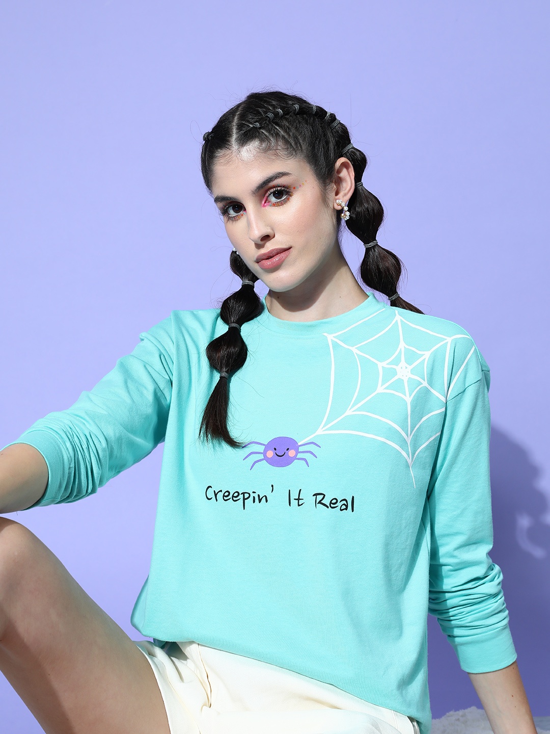 

DressBerry Halloween Spirit Conversational Printed Lounge T-shirt, Blue