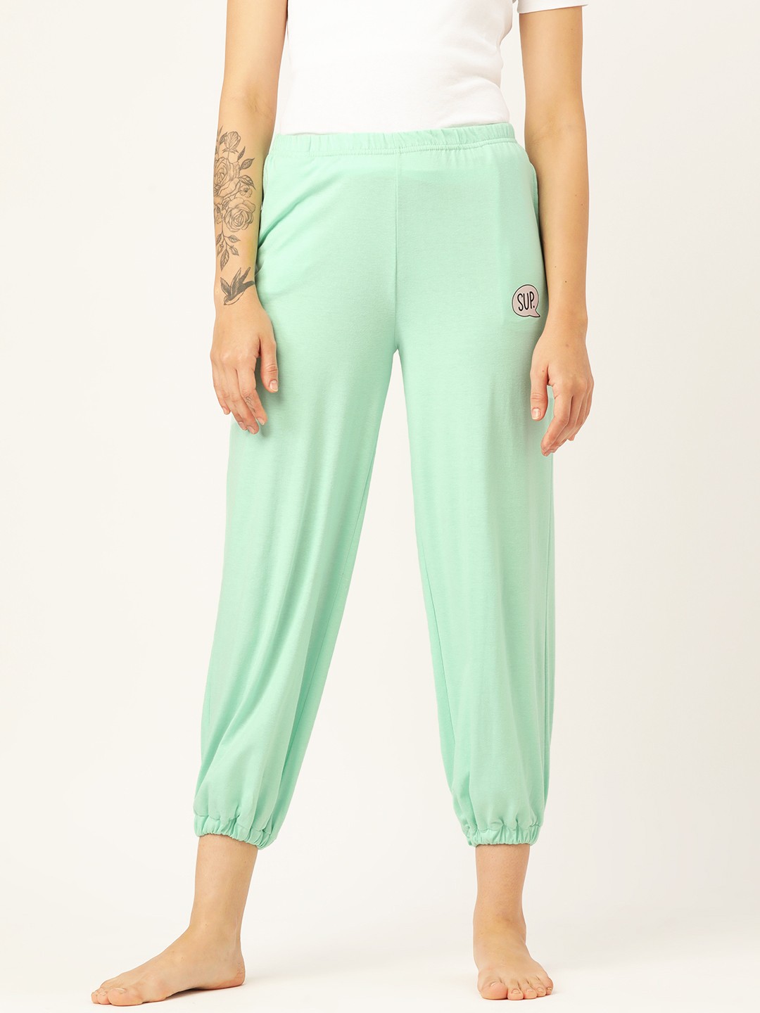 

DressBerry Printed Detail Lounge Joggers, Sea green