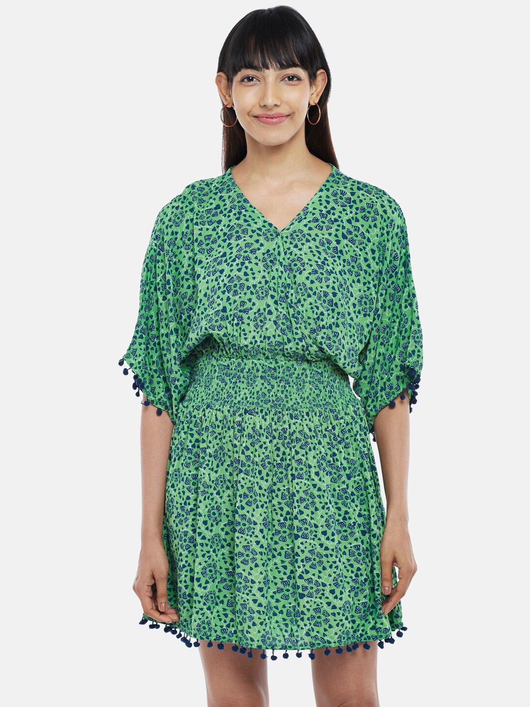 

People Green & Blue Viscose Rayon Printed Tunic