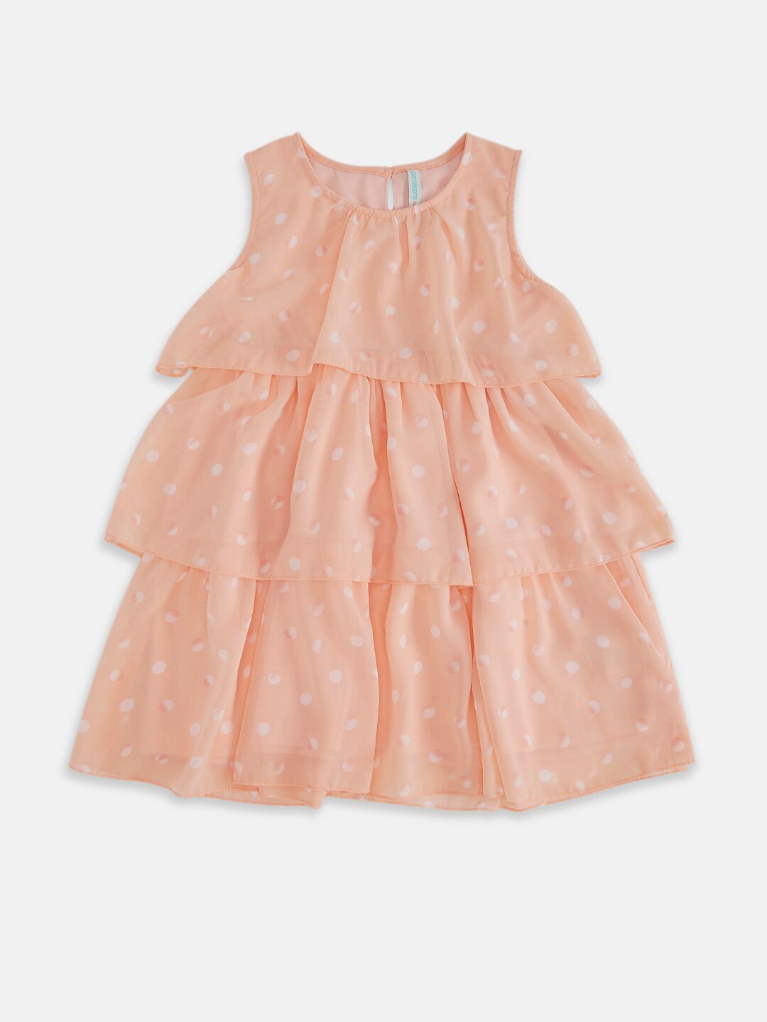 

Pantaloons Junior Peach-Coloured Layered A-Line Dress