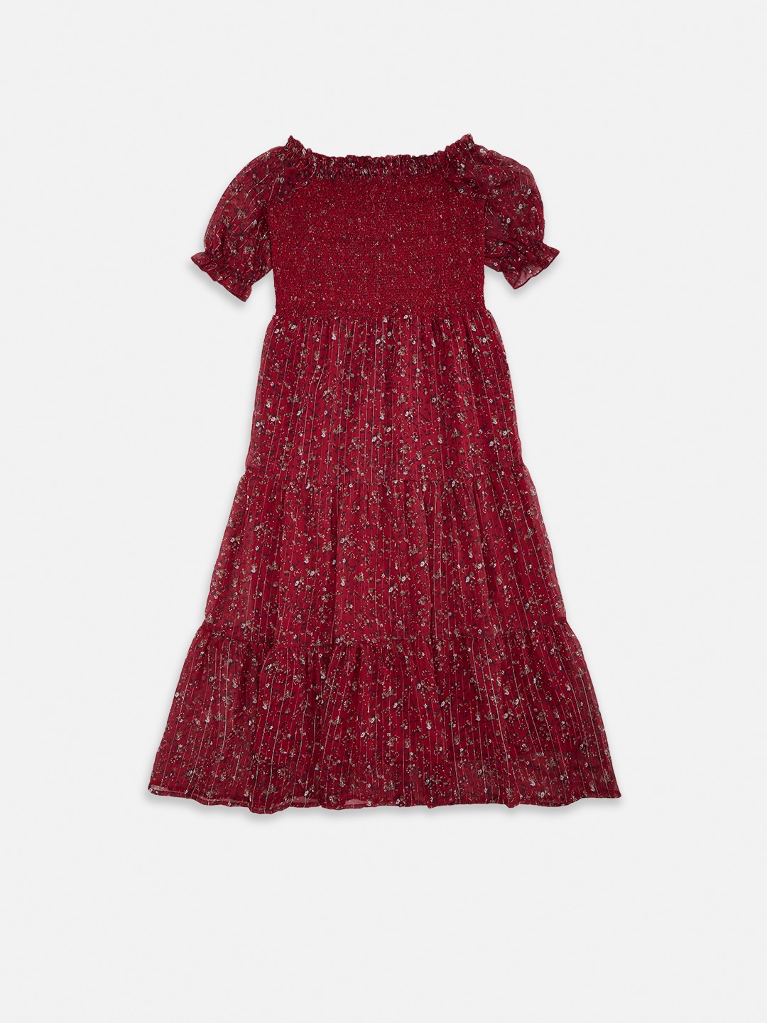 

Pantaloons Junior Kids Girls Maroon Floral Midi Dress