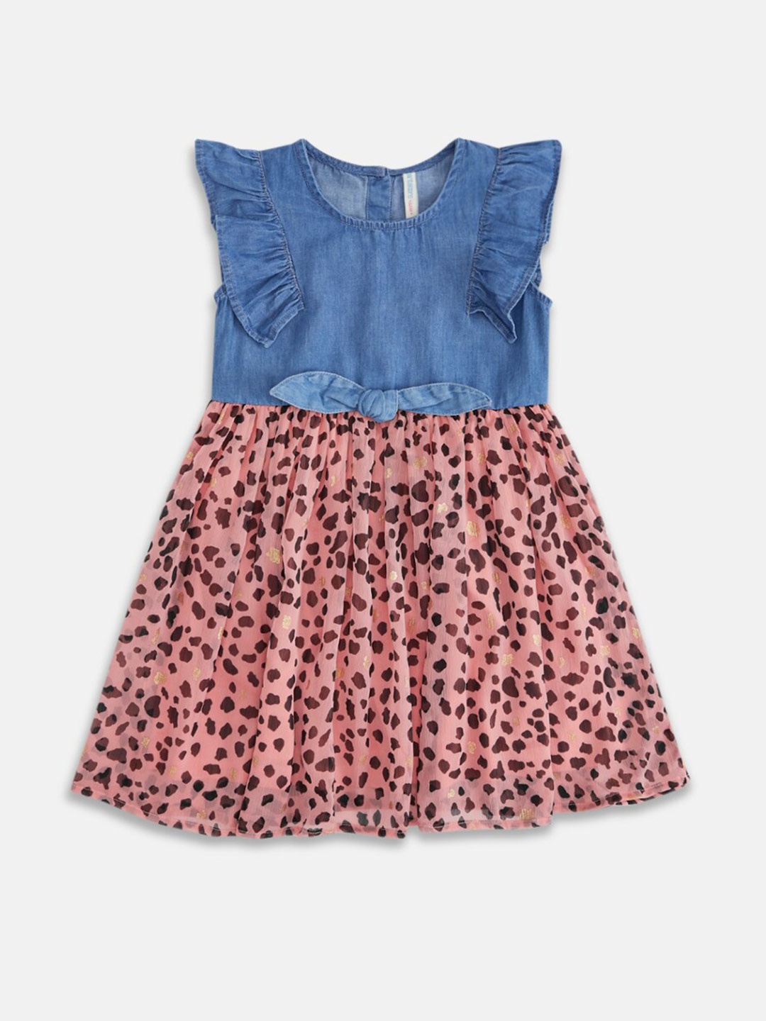 

Pantaloons Junior Girls Blue Animal Print Dress