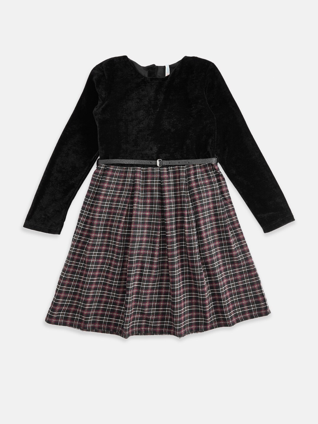 

Pantaloons Junior Girls Black Checked Full Sleeves Dress