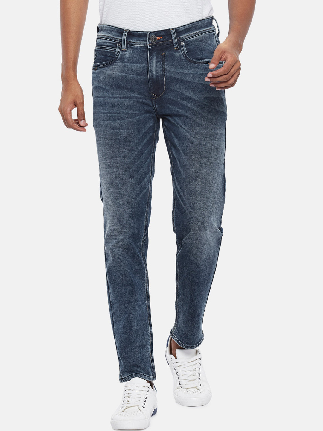 

People Men Blue Skinny Fit Mildly Distressed Light Fade Jeans