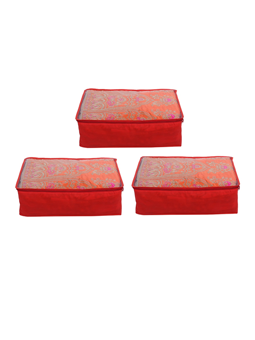 

Home Fresh Set of 3 Solid Saree Covers, Red