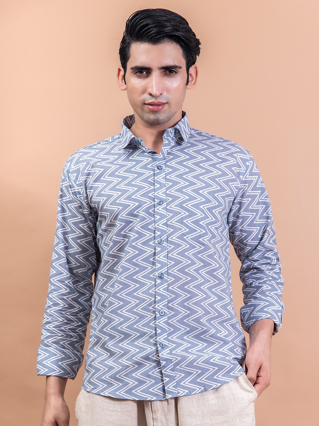 

Tistabene Men Blue Printed Casual Shirt