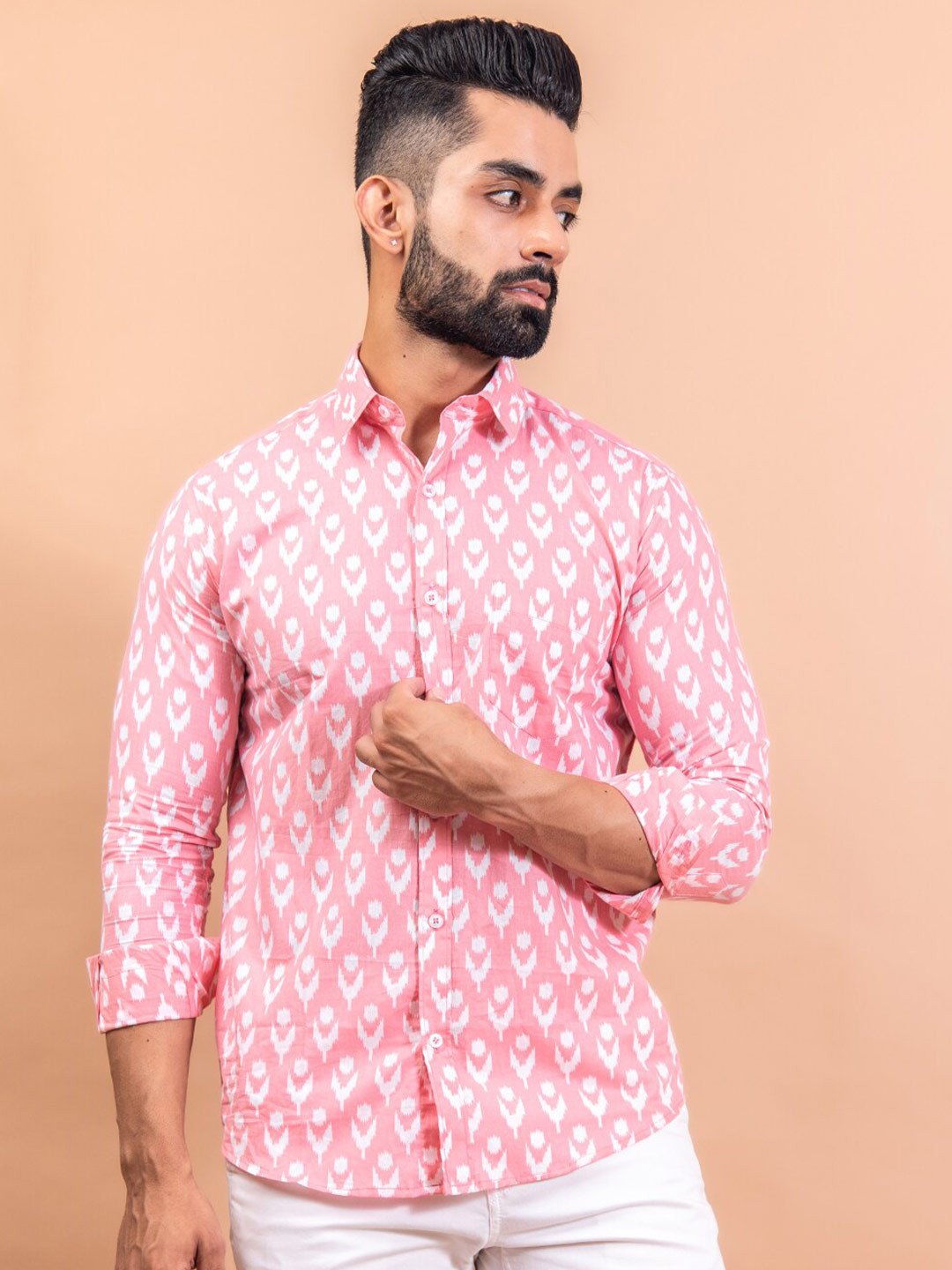 

Tistabene Men Pink Printed Casual Shirt