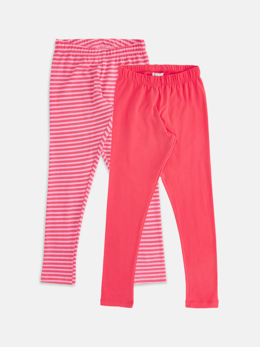 

Pantaloons Junior Girls Pack of 2 Coral Solid Angle-Length Leggings