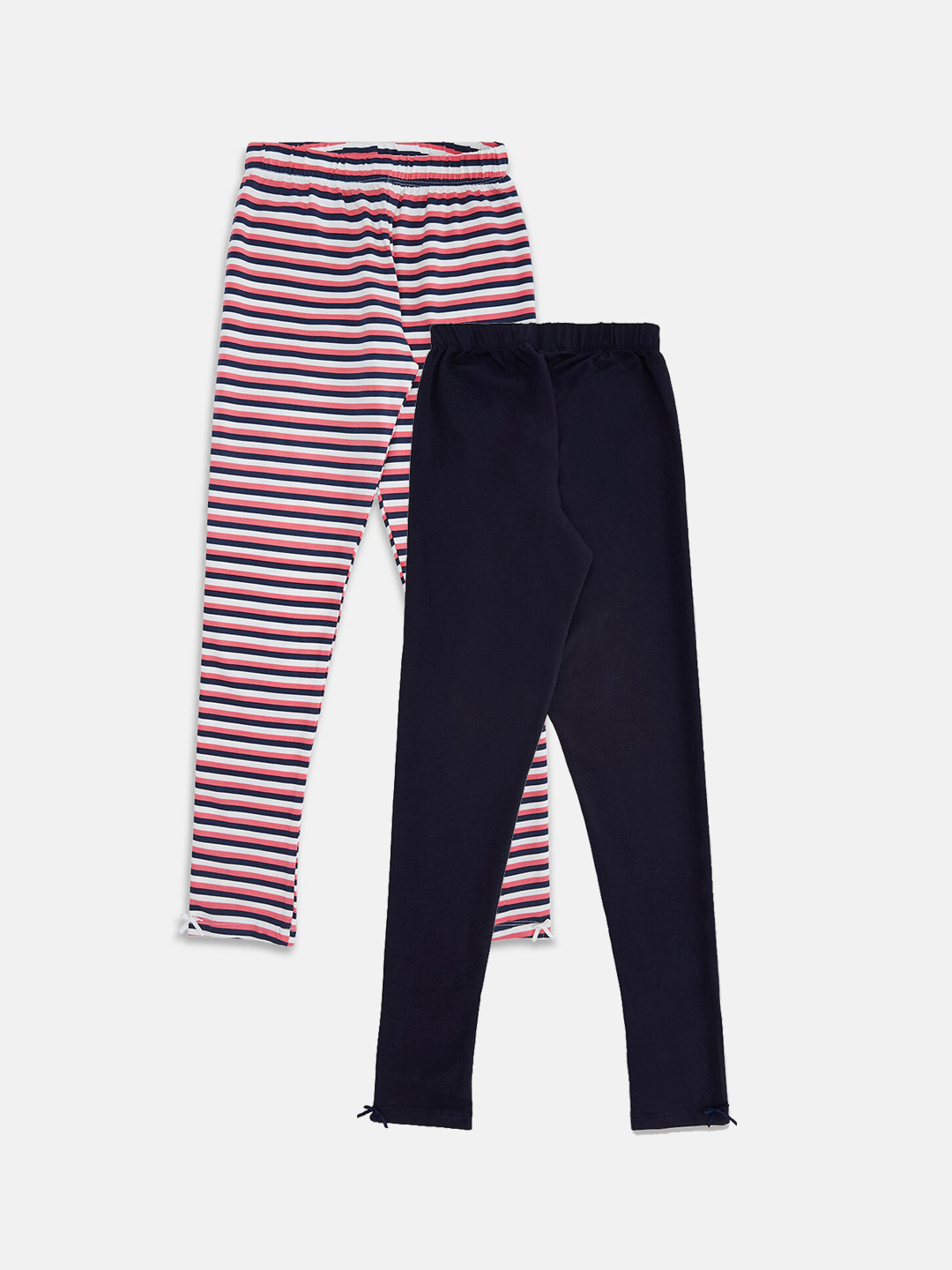 

Pantaloons Junior Girls Blue & Pink Pack Of 2 Printed Churidar-Length Leggings, Black