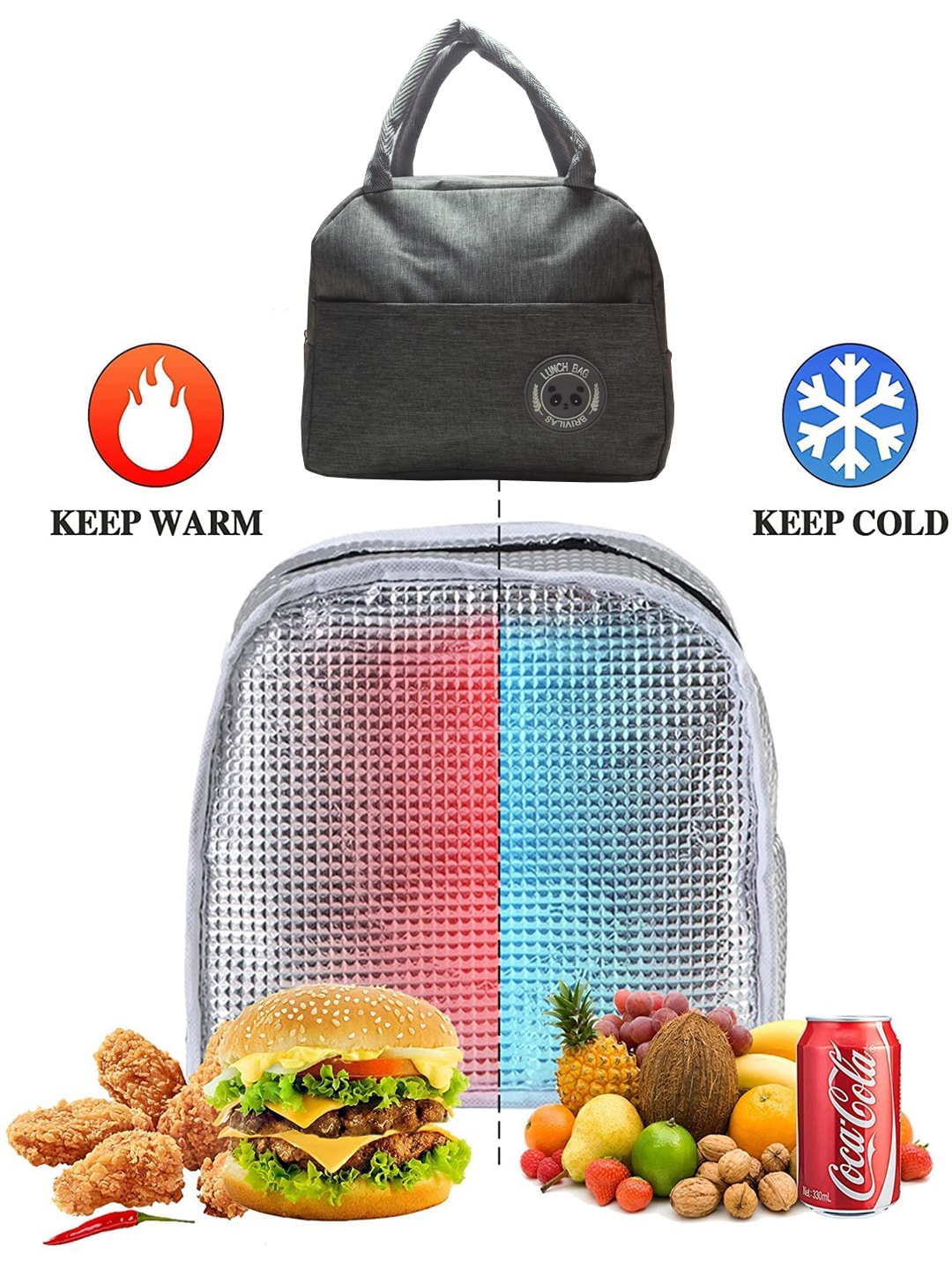 

Queue Unisex Grey Solid Insulated Lunch Bag