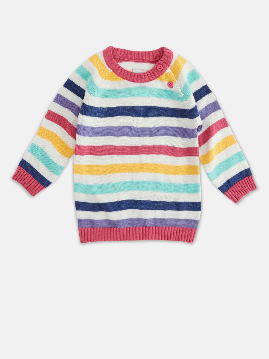 

Pantaloons Baby Girls White & Red Striped Pullover