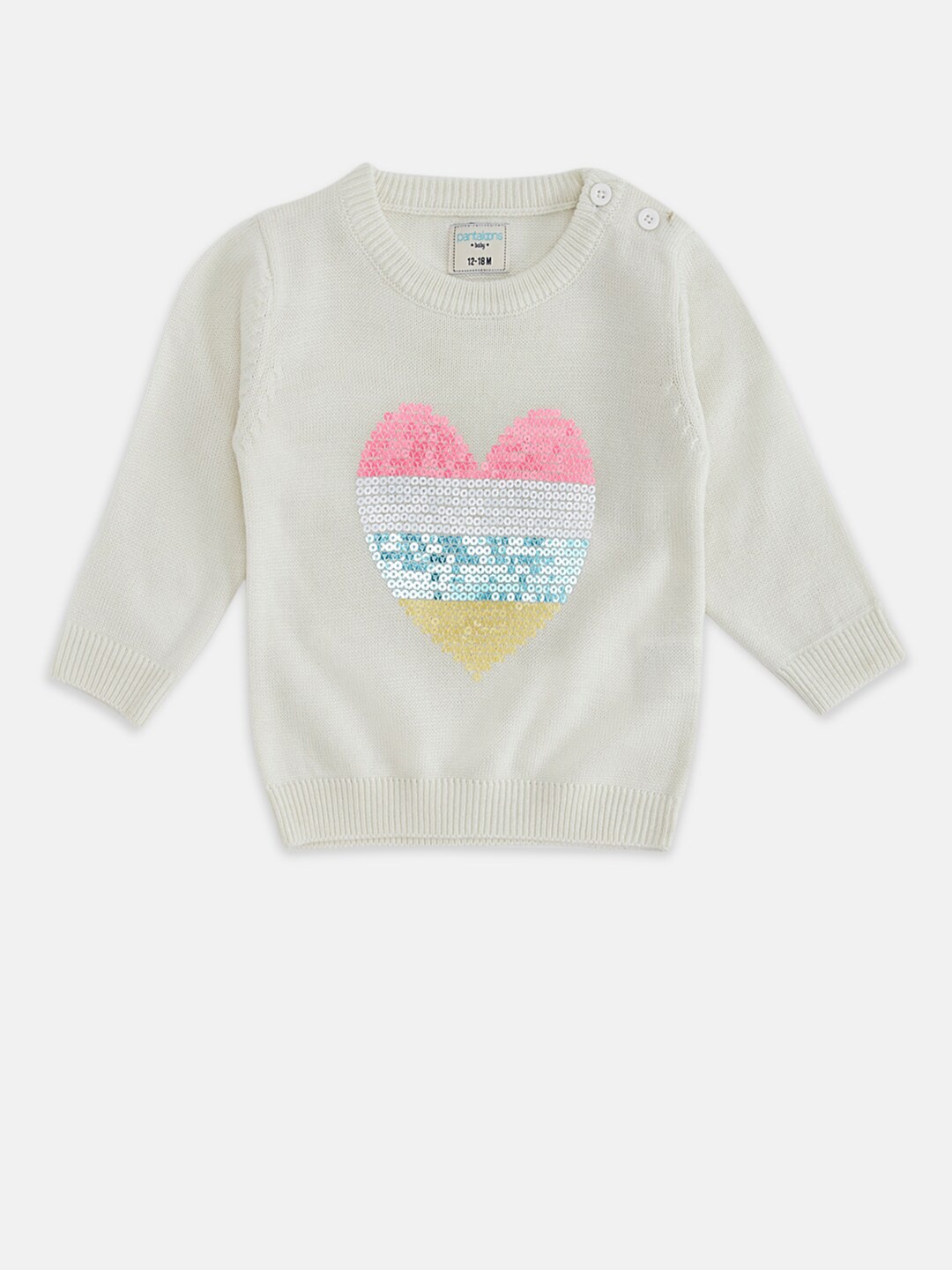 

Pantaloons Baby Girls Off White & Gold-Toned Printed Pullover