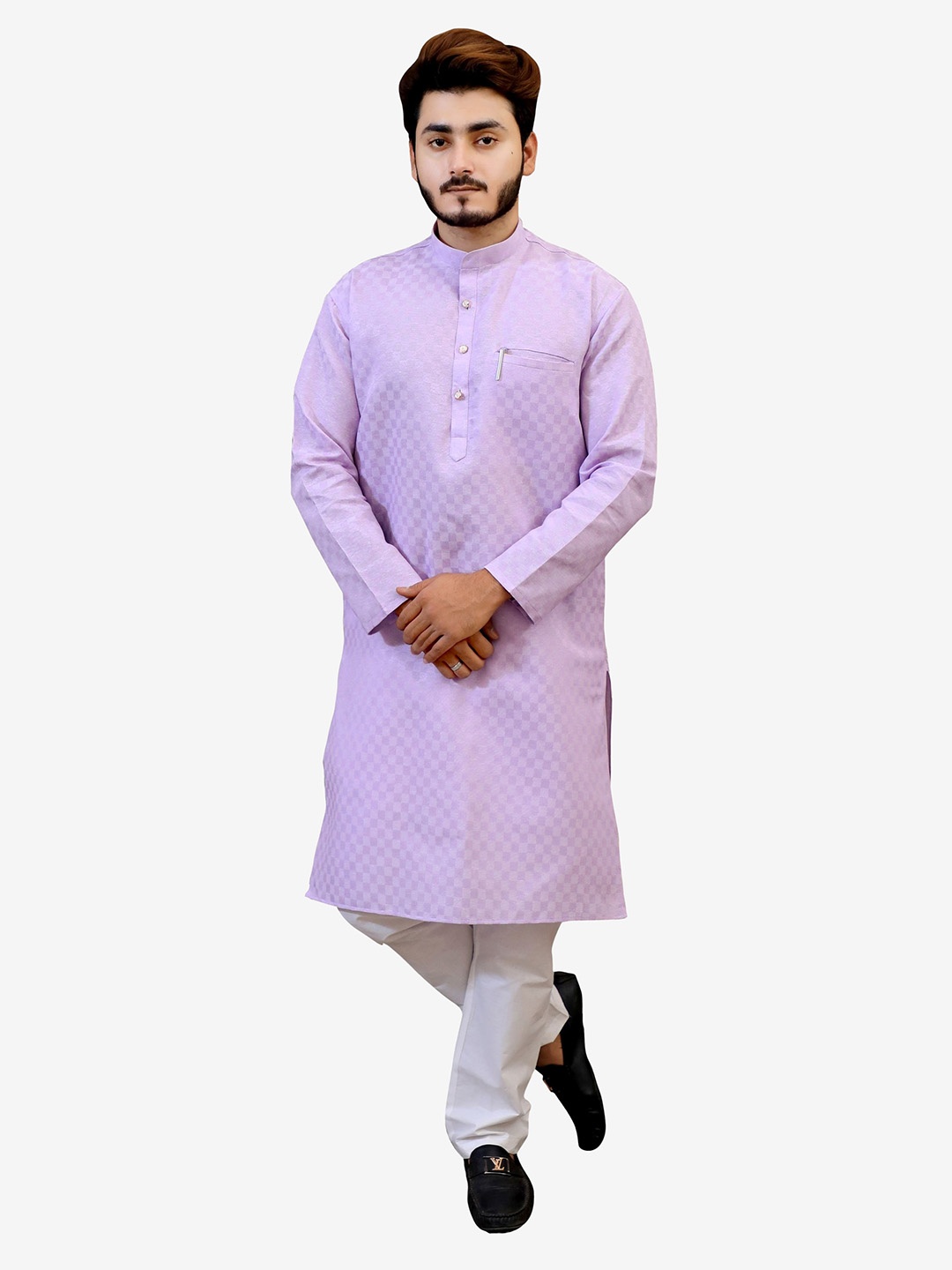 

Tibra Collection Men Lavender Pure Cotton Kurta with Pyjamas