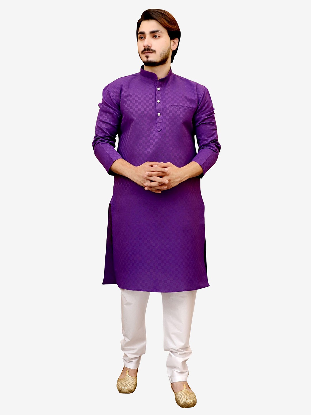 

Tibra Collection Men Purple Pure Cotton Kurta with Pyjamas