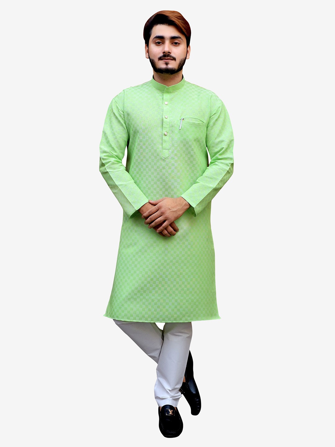 

Tibra Collection Men Green Pure Cotton Kurta With Pyjamas