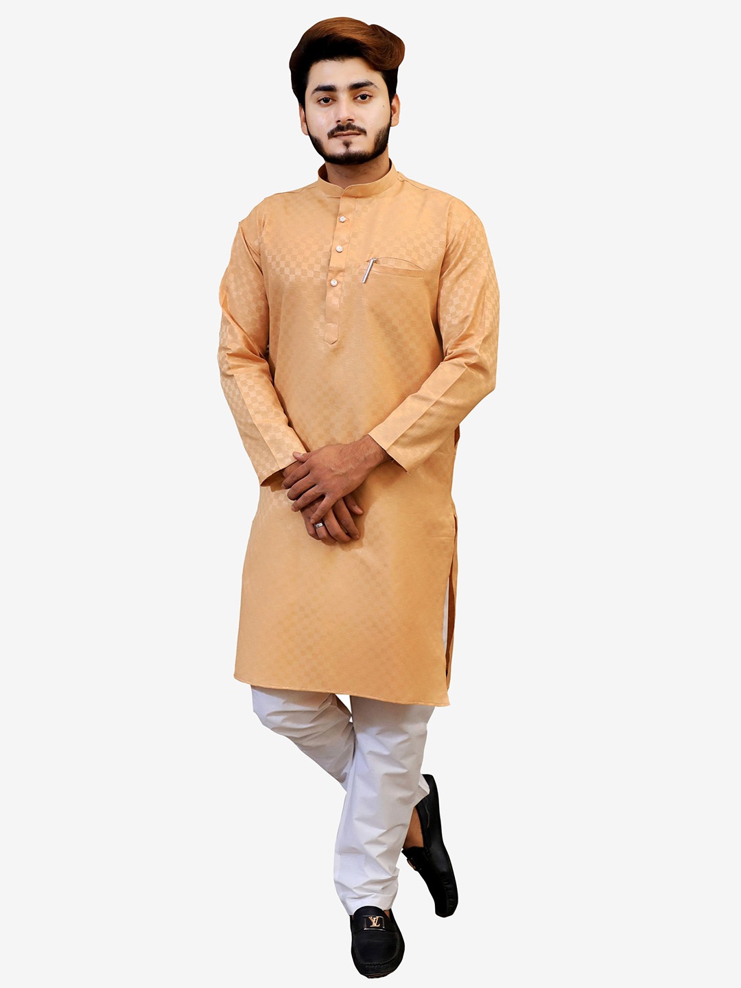 

Tibra Collection Men Beige Pure Cotton Kurta with Pyjamas