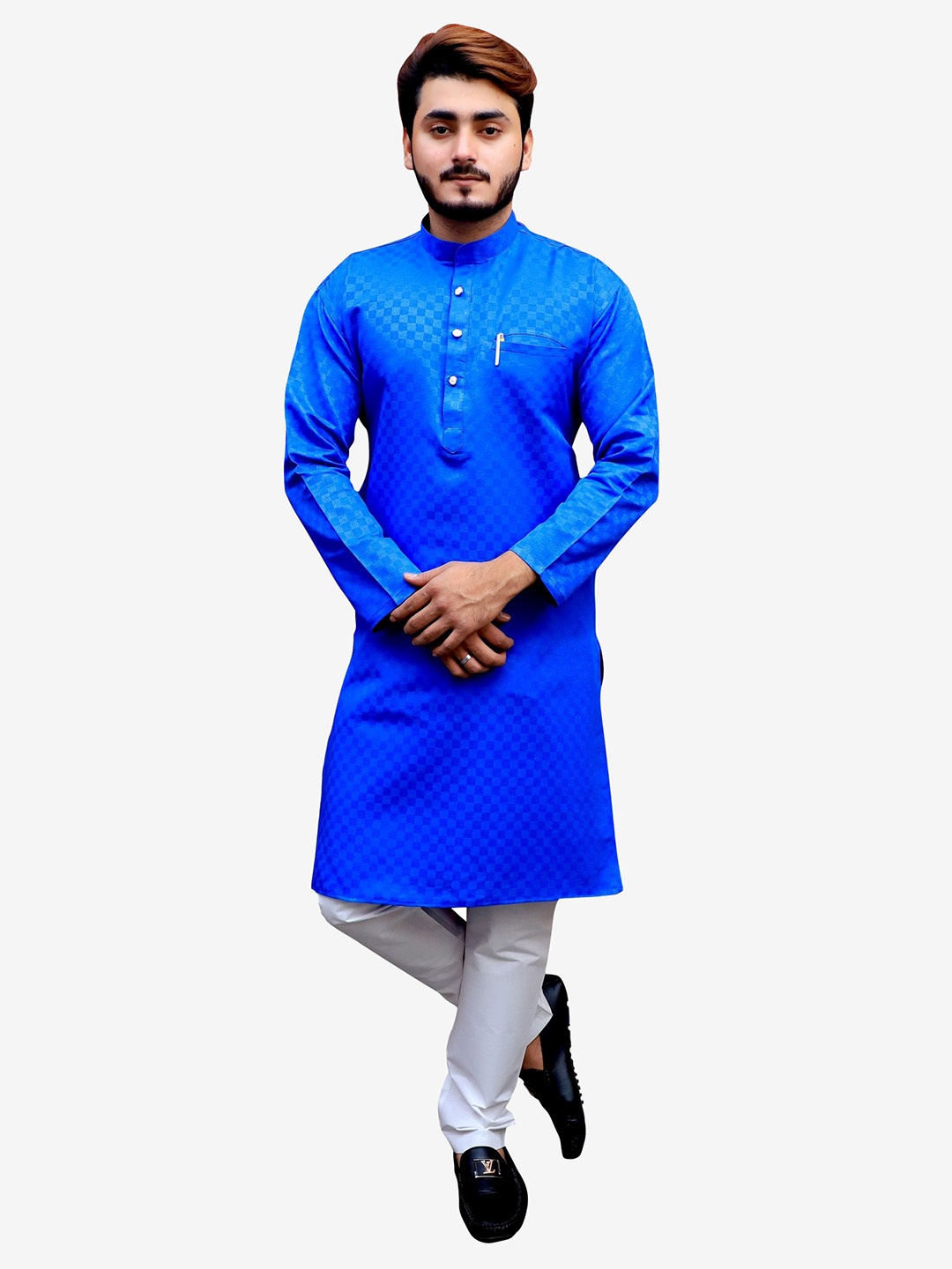 

Tibra Collection Men Blue Pure Cotton Kurta with Pyjamas