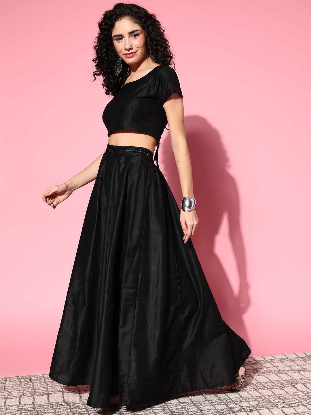 

Shae by SASSAFRAS Black Solid Ready to Wear Lehenga Choli