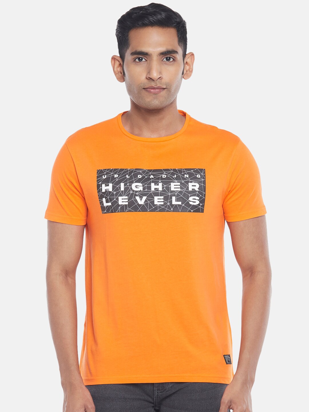 

People Men Orange Typography Printed T-shirt