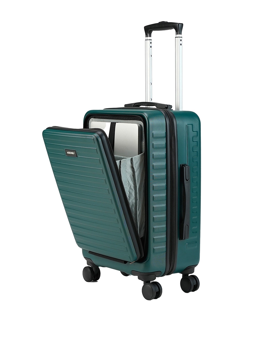 

Assembly Textured Hard-Sided Cabin-Sized Trolley Suitcase 40L, Green