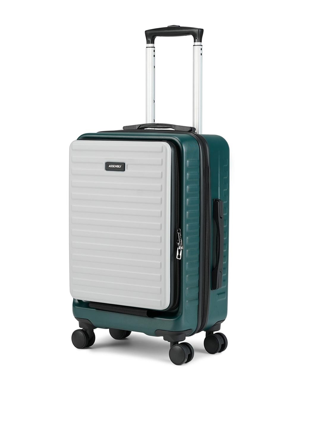 

Assembly Colourblocked Hard-Sided Cabin-Sized Trolley Suitcase 40L, Silver