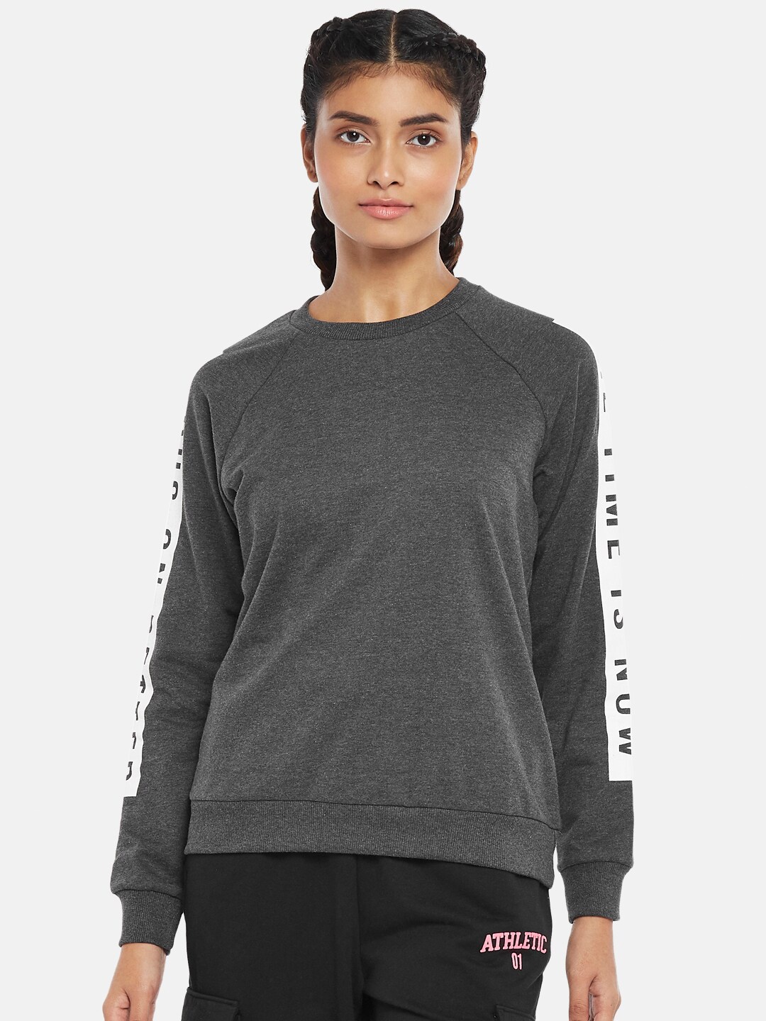 

Ajile by Pantaloons Women Charcoal Sweatshirt