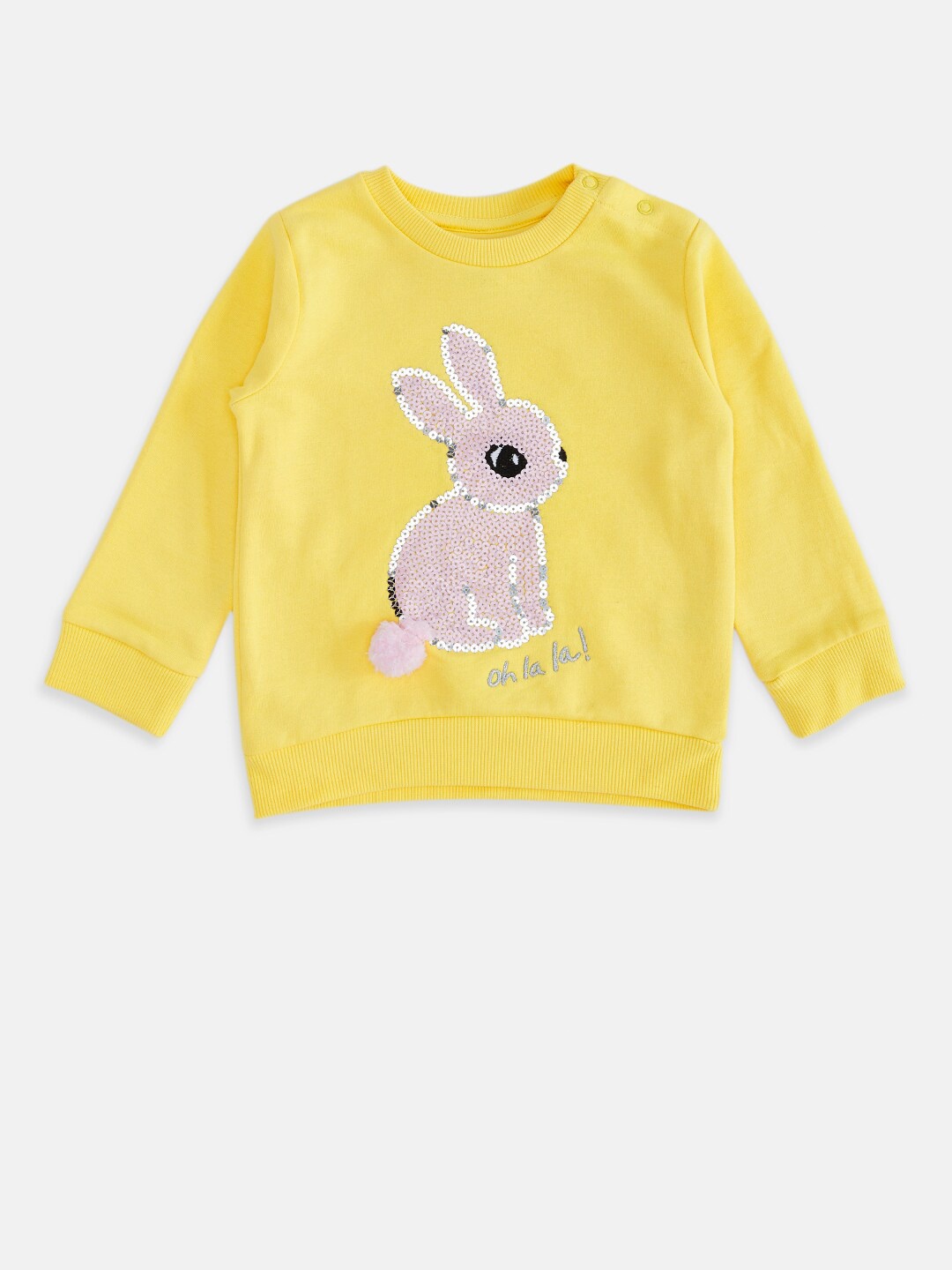 

Pantaloons Baby Girls Yellow Embellished Sweatshirt