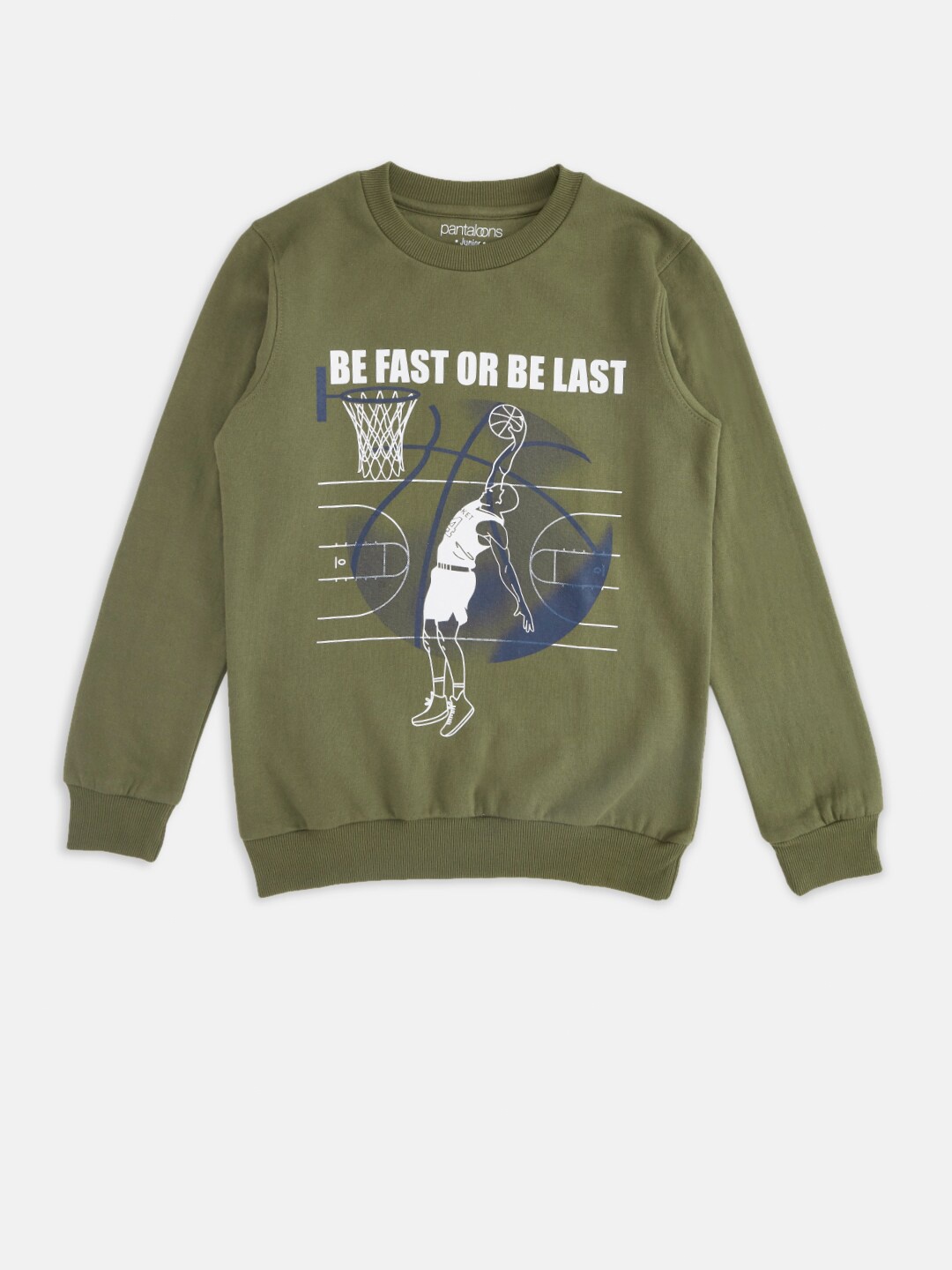 

Pantaloons Junior Boys Olive Green Printed Sweatshirt