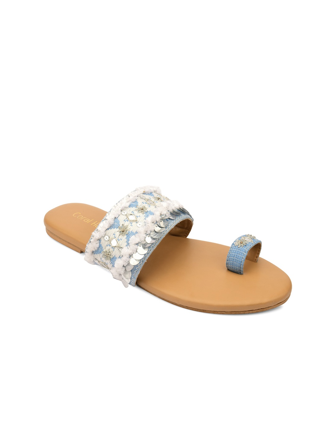 

Coral Haze Women Blue Embellished Ethnic One Toe Flats