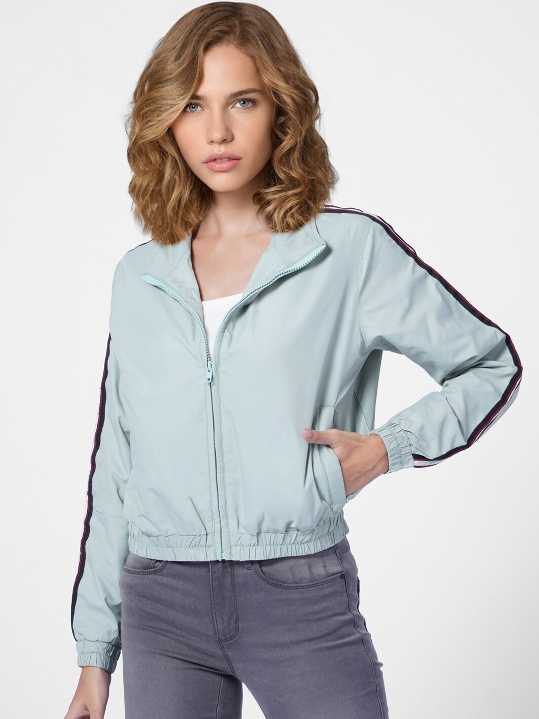

ONLY Women Blue Colourblocked Sporty Jacket